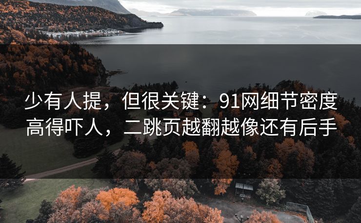 少有人提，但很关键：91网细节密度高得吓人，二跳页越翻越像还有后手