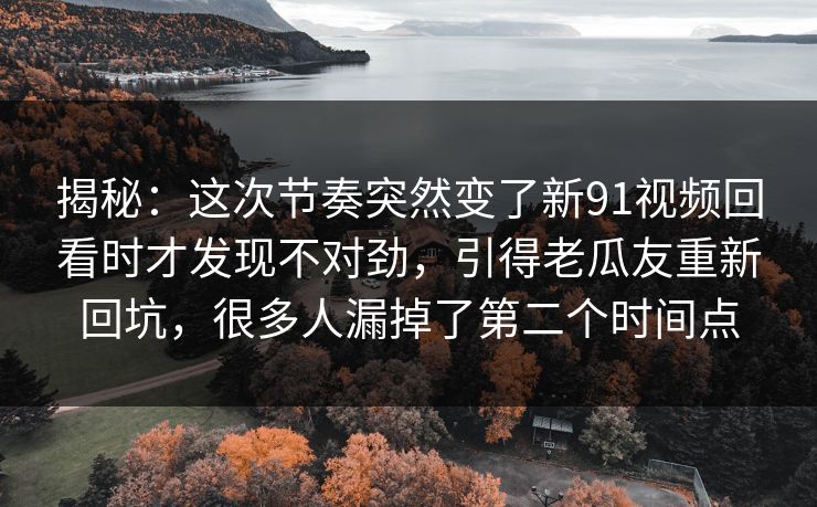 揭秘：这次节奏突然变了新91视频回看时才发现不对劲，引得老瓜友重新回坑，很多人漏掉了第二个时间点