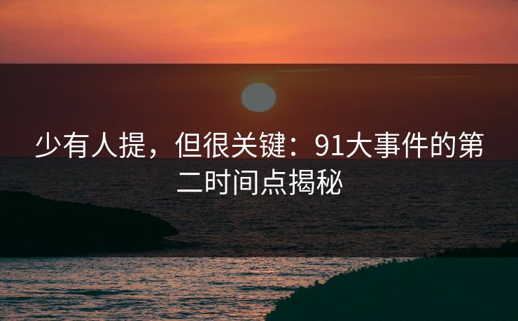 少有人提，但很关键：91大事件的第二时间点揭秘