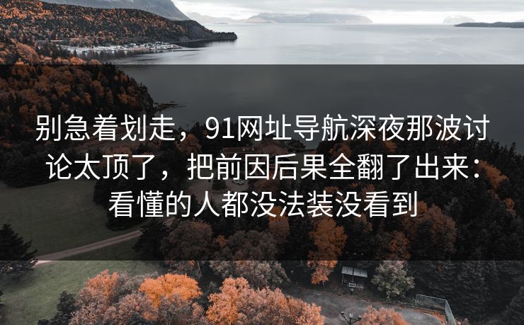 别急着划走,91网址导航深夜那波讨论太顶了,把前因后果全翻了出来:看懂的人都没法装没看到 别急着划走,91网址导航深夜那波讨论太顶了,把前因后果全翻了出来:看懂的人都没法装没看到