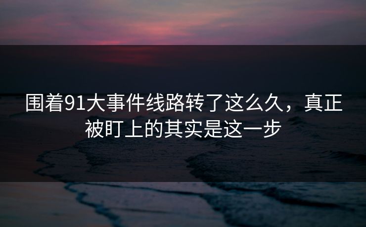 围着91大事件线路转了这么久，真正被盯上的其实是这一步