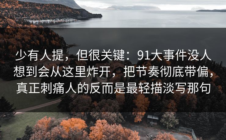 少有人提，但很关键：91大事件没人想到会从这里炸开，把节奏彻底带偏，真正刺痛人的反而是最轻描淡写那句