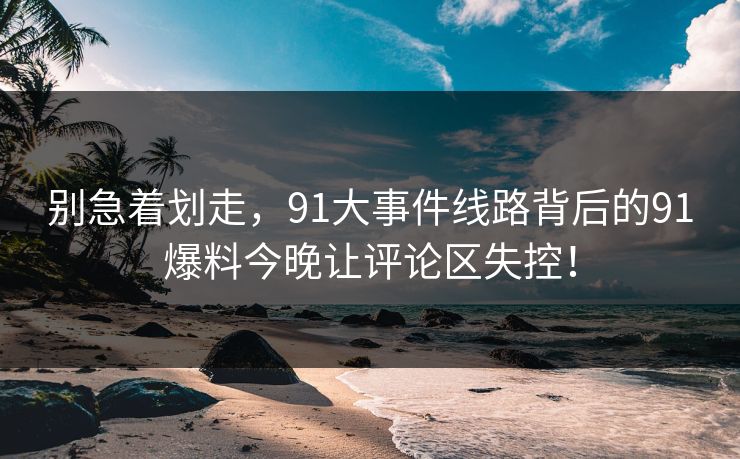 别急着划走，91大事件线路背后的91爆料今晚让评论区失控！